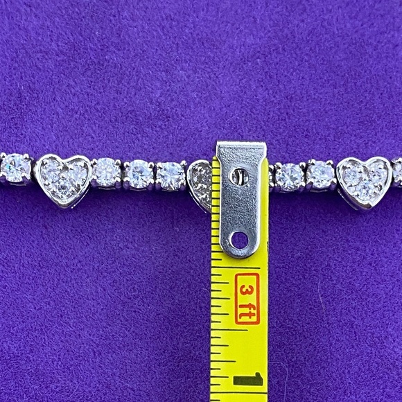 💛 Chic Sterling Silver CZ Heart Tennis Bracelet - Picture 6 of 7